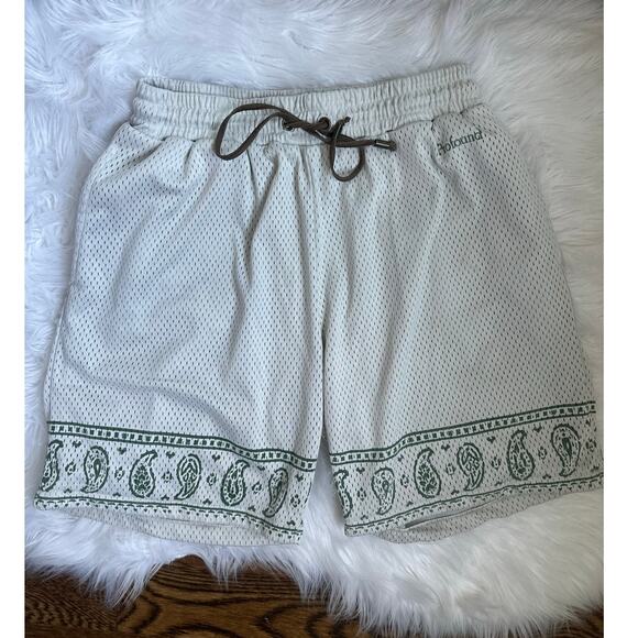 Found Cream Paisley Emblem Mesh Shorts Size Small - Picture 4 of 8